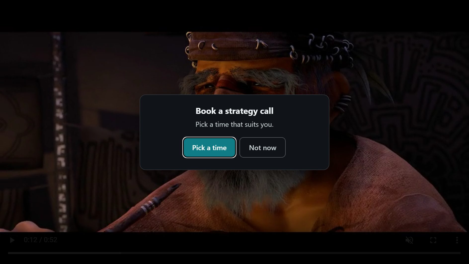 Book a call overlay on a video