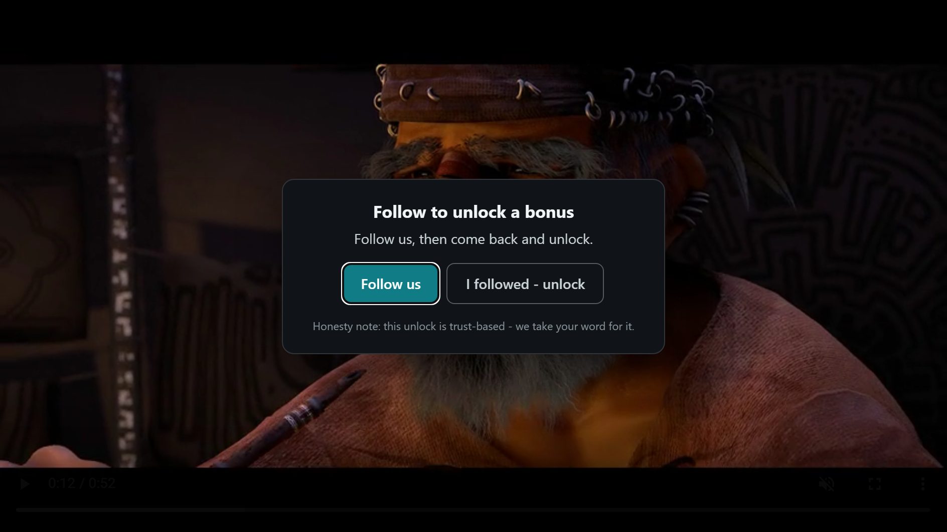 Follow to unlock overlay on a video