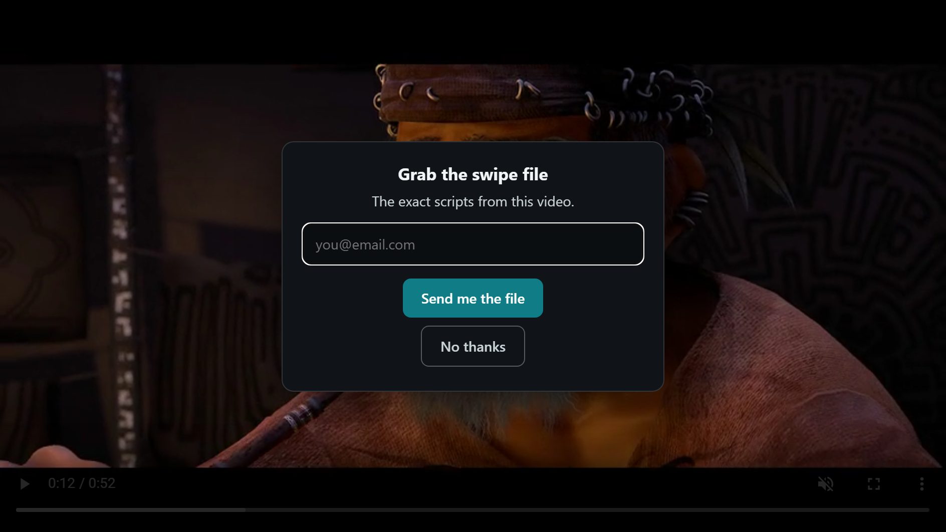 Lead magnet overlay on a video