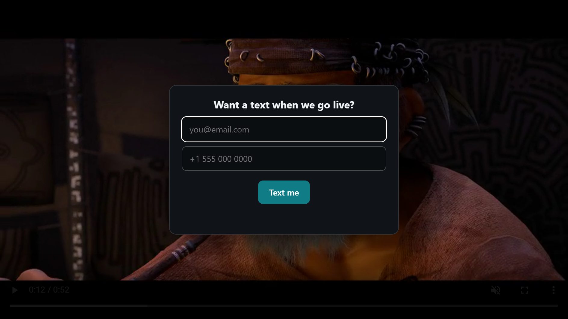 Phone opt-in overlay on a video