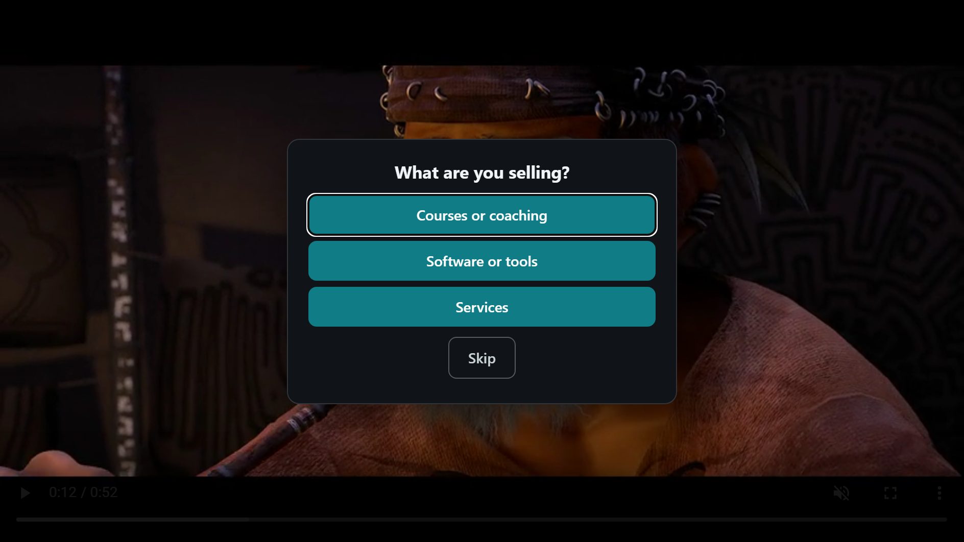 Quiz overlay on a video