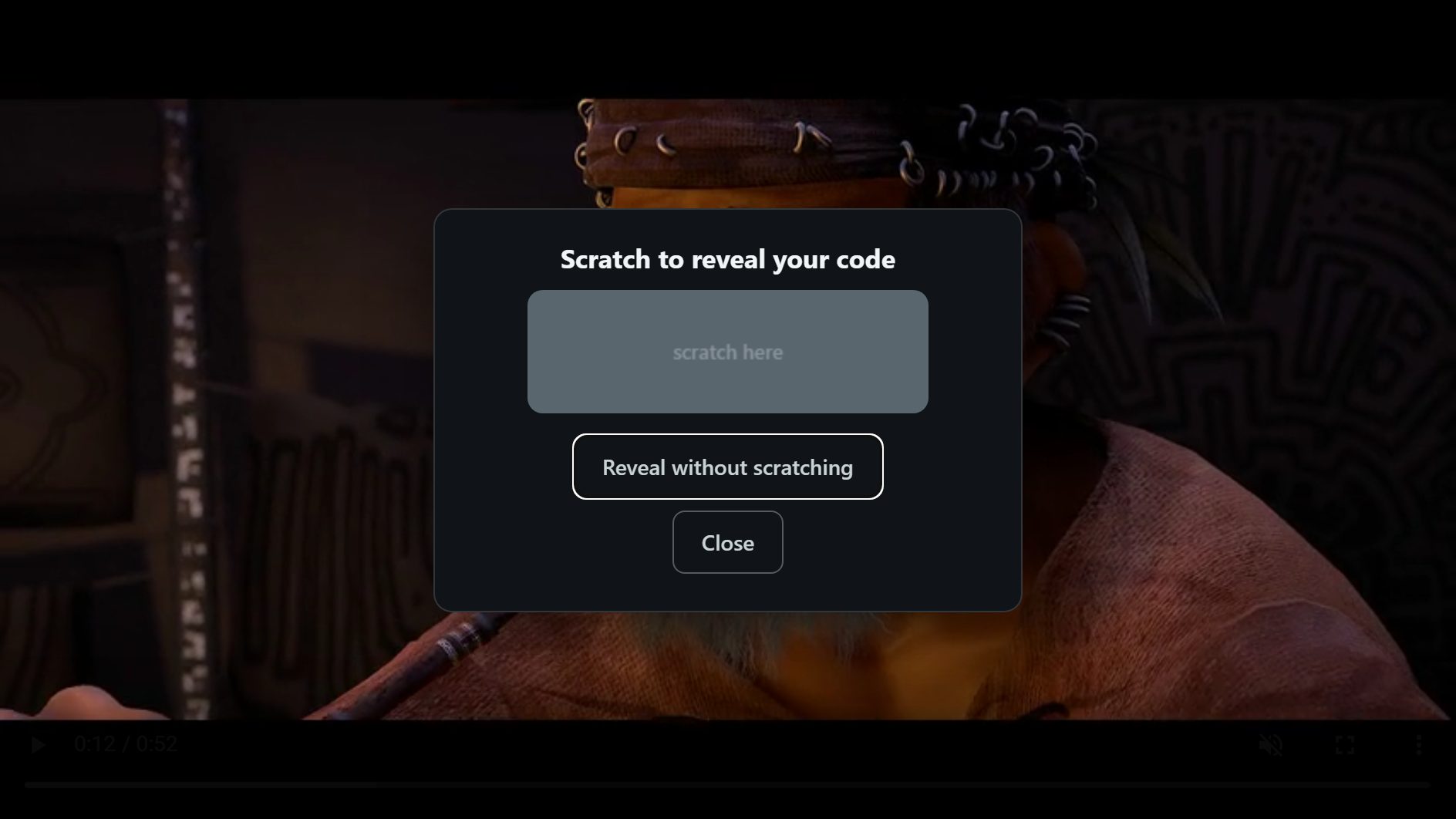 Scratch-off overlay on a video